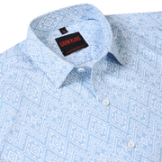 Sky Blue Aztec Print Slim Fit Cotton Men's Full Sleeve Shirt (GP375)