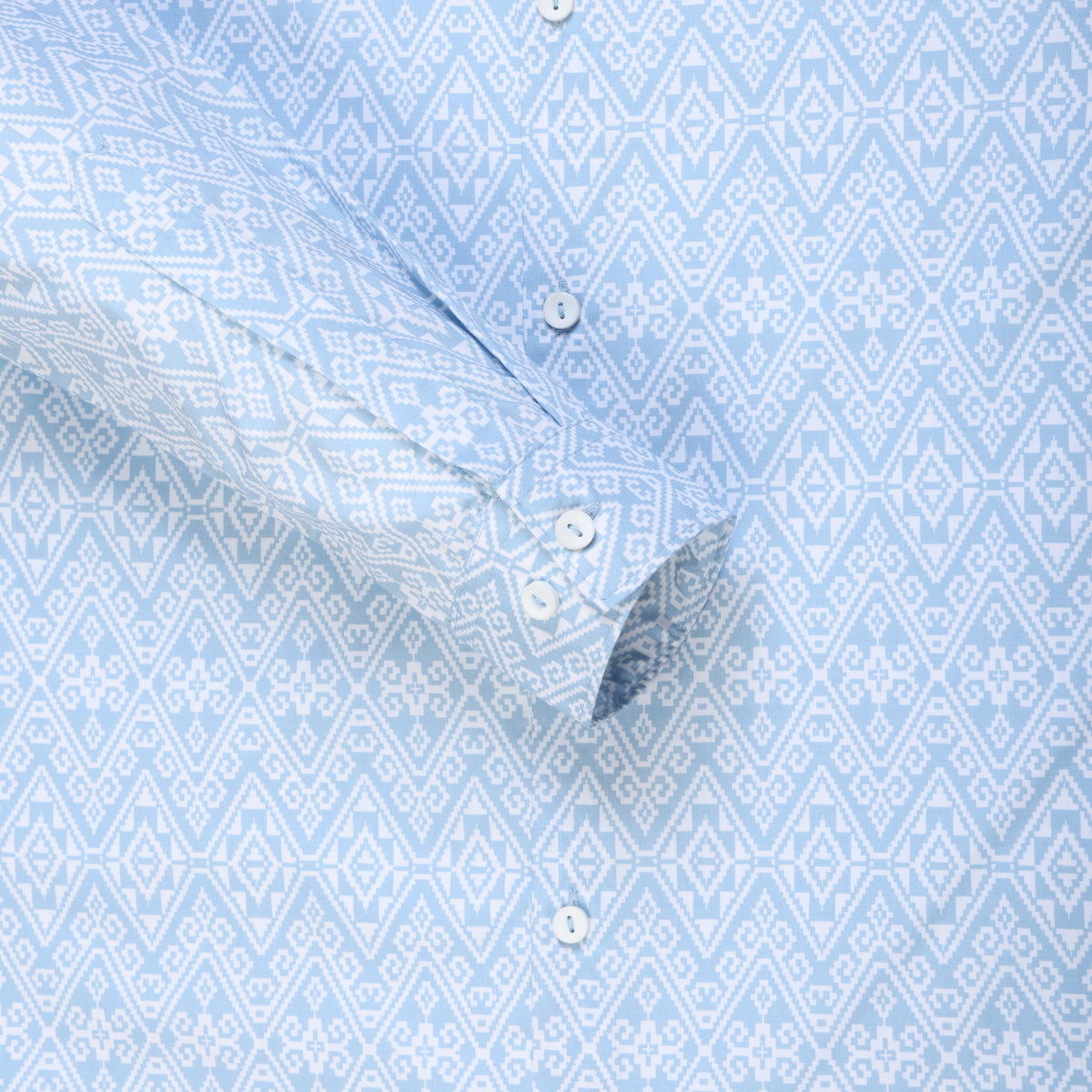 Sky Blue Aztec Print Slim Fit Cotton Men's Full Sleeve Shirt (GP375)