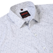 Grey Aztec Print Slim Fit Cotton Men's Full Sleeve Shirt (GP376)