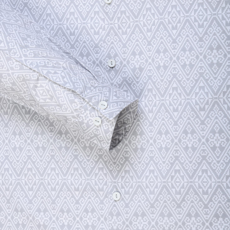 Grey Aztec Print Slim Fit Cotton Men's Full Sleeve Shirt (GP376)