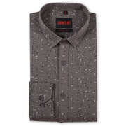Brown Printed Slim Fit Cotton Men's Full Sleeve Shirt With Pocket (GP377)