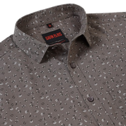 Brown Printed Slim Fit Cotton Men's Full Sleeve Shirt With Pocket (GP377)