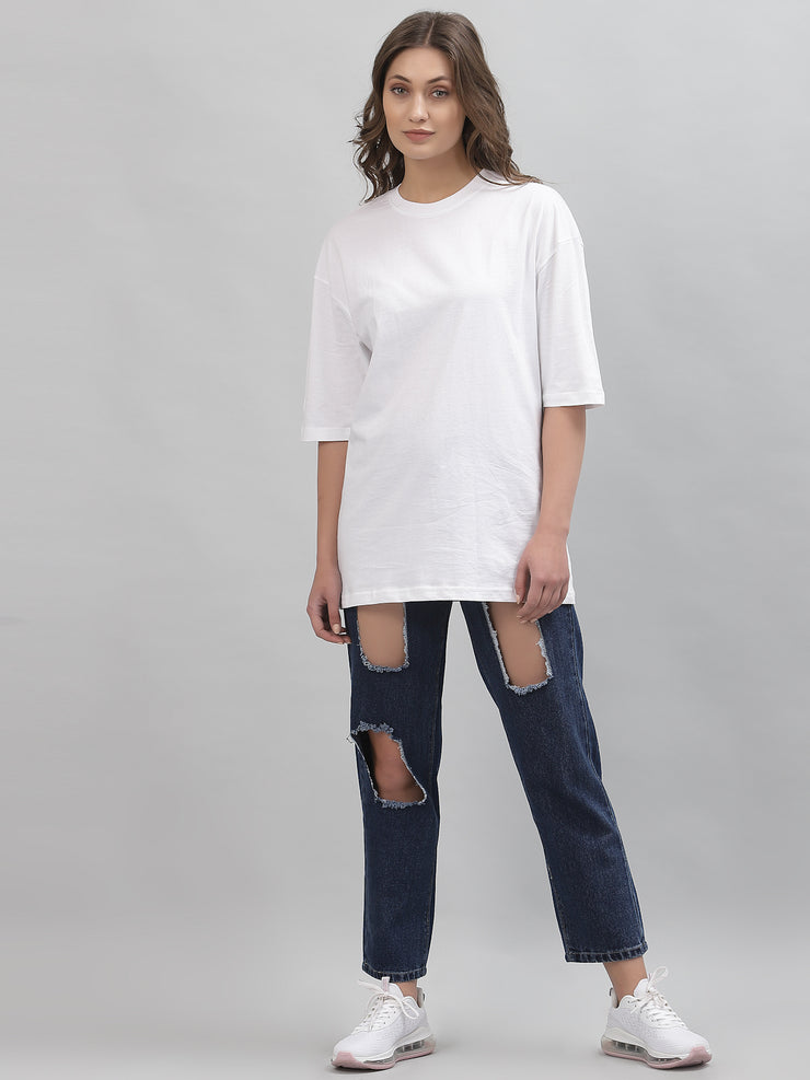 River City Tiger White Oversized Tee for Women