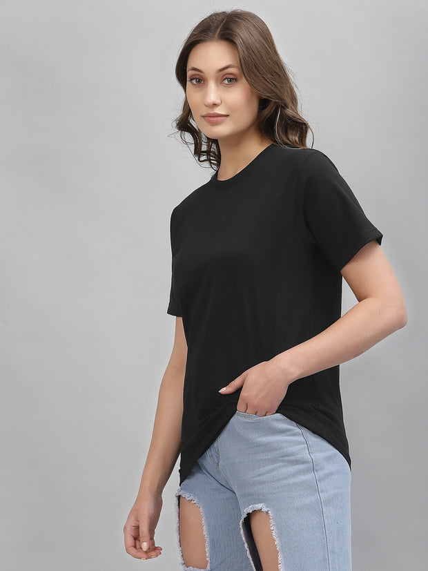 Black Plain Regular Unisex T-shirt