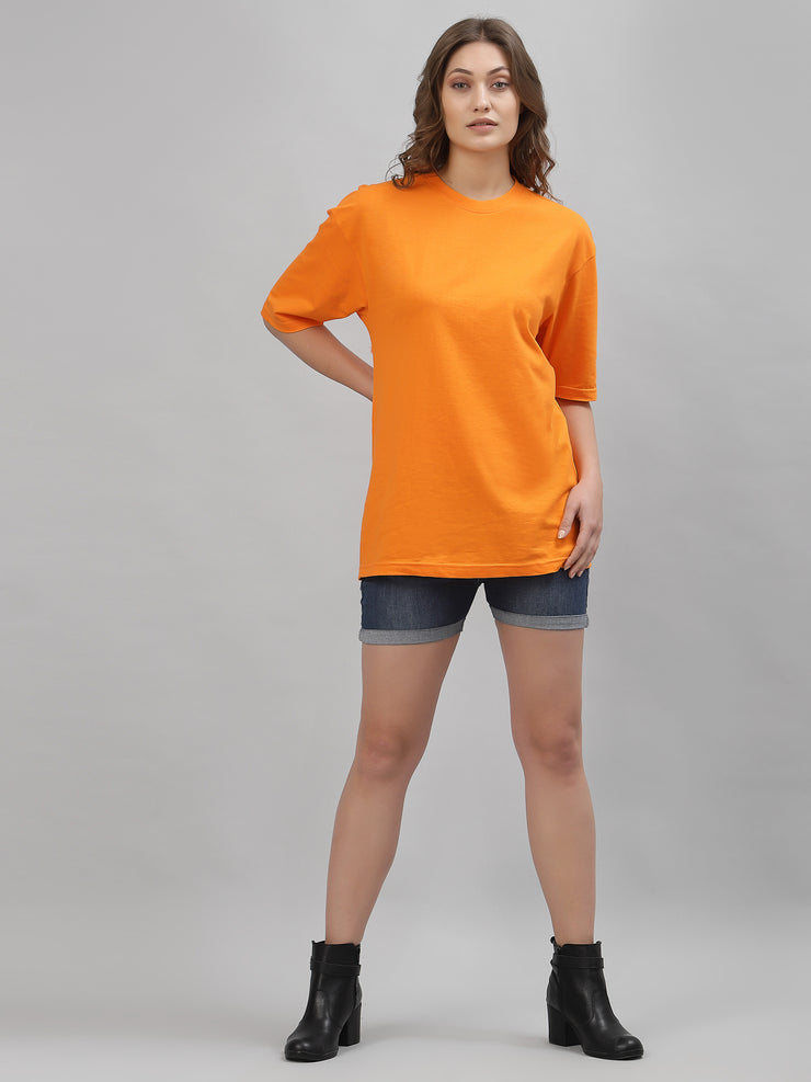 Neon Orange Unisex Plain Oversized Unisex Tee