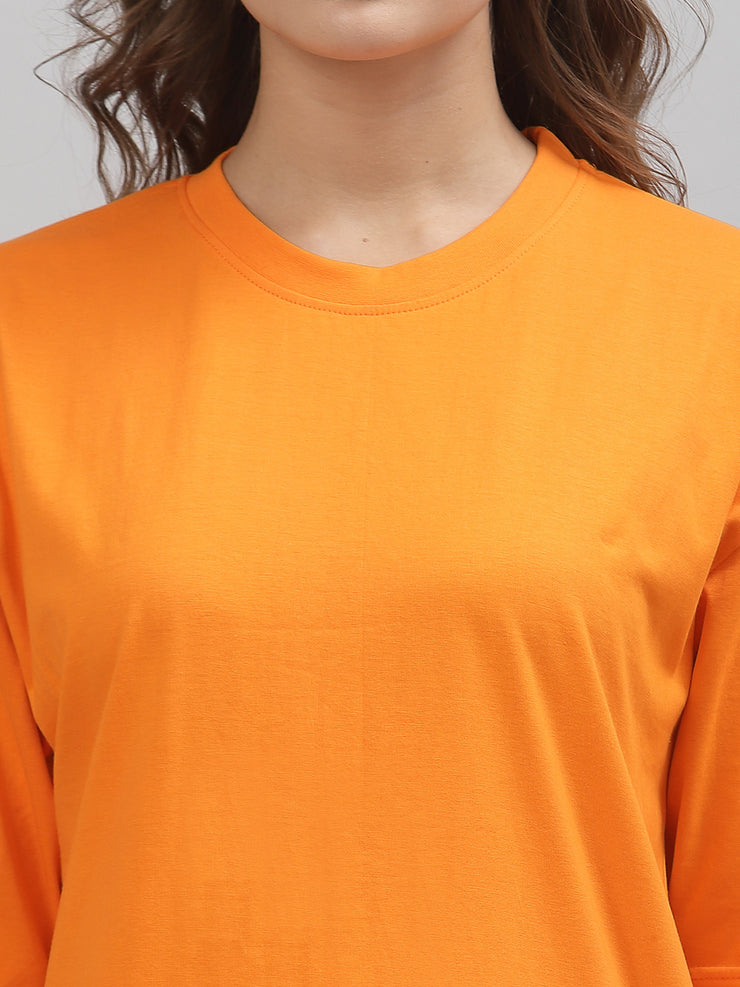 Alien Face Neon Orange Drop Shoulder Oversized Tee for Women