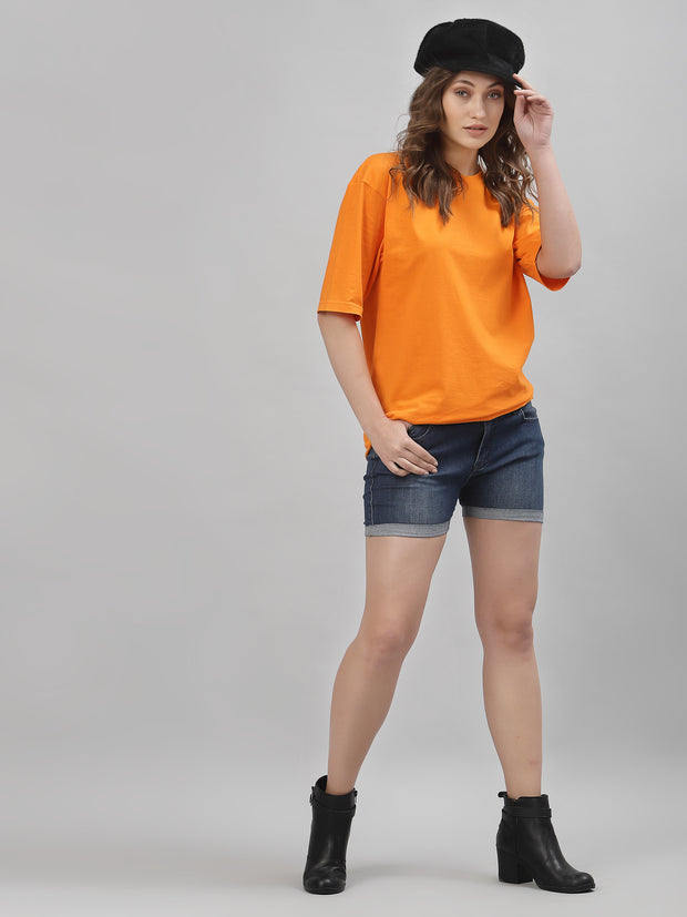 Neon Orange Unisex Plain Oversized Unisex Tee