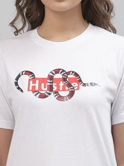 Hustle White Printed Regular Unisex Tee