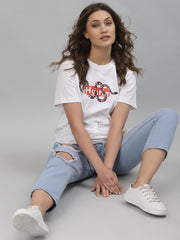 Hustle White Printed Regular Unisex Tee