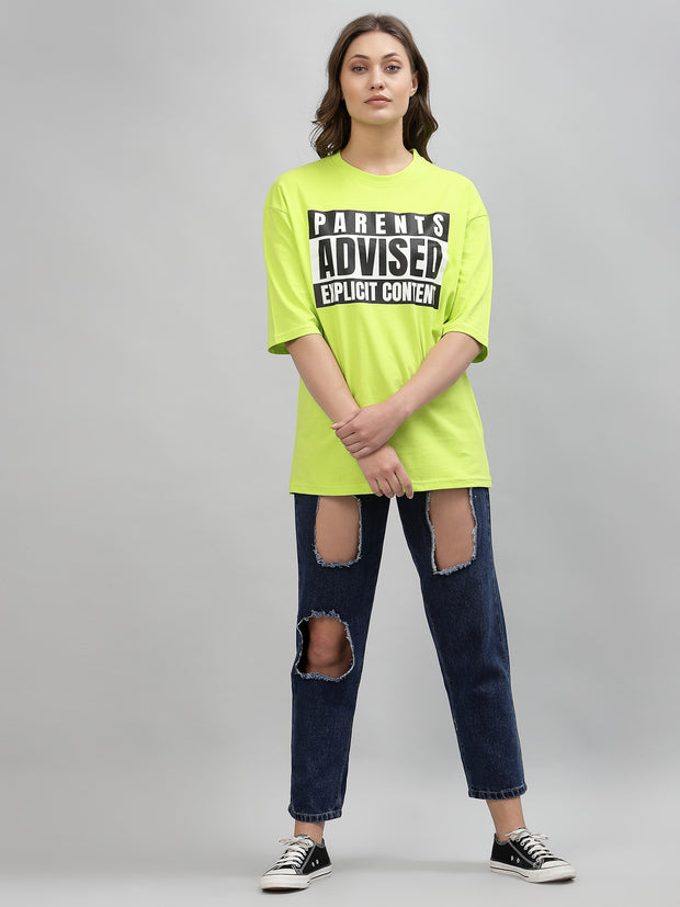 Parent Advise Neon Green Oversized Unisex Tee