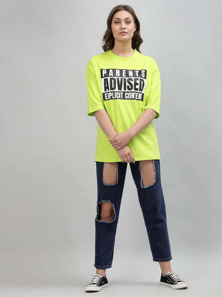 Parent Advise Neon Green Oversized Unisex Tee