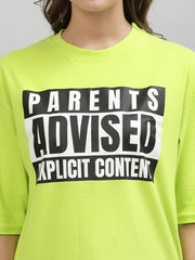 Parent Advise Neon Green Oversized Unisex Tee
