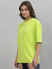 Alien Face Neon Green Drop-Shoulder Oversized Tee for Women