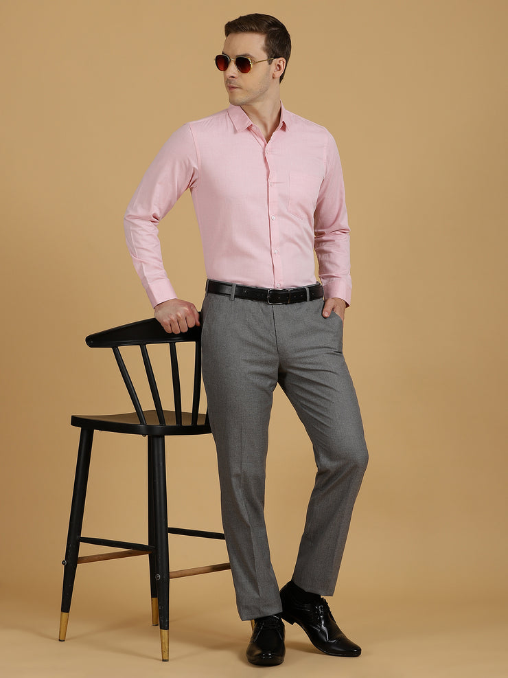 Pink Slim Fit Full-Sleeve Shirt With Pocket (GP234)