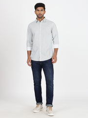 Pinstriped Slim Fit Full-Sleeve Shirt - Light Green (GP082)