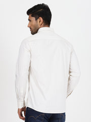 Beige Striped Slim Fit Full-Sleeve Shirt (GP079)
