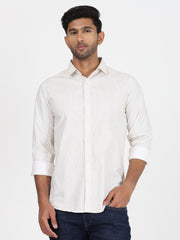 Beige Striped Slim Fit Full-Sleeve Shirt (GP079)