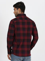 Plaid Flannel Slim Fit Full-Sleeve Shirt - Red and Black (GP083)