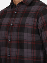 Checkered Slim Fit Full-Sleeve Shirt - Black & Red (GP084)