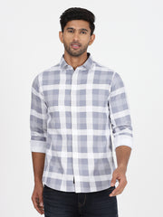 Checkered Full Sleeve Shirt - Grey & White (GP107)