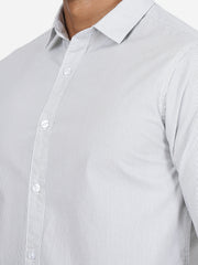 Striped Cotton Slim Fit Full-Sleeve Shirt - Grey and White (GP080)