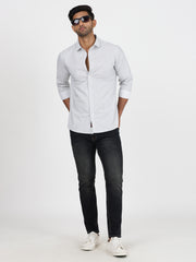 Striped Cotton Slim Fit Full-Sleeve Shirt - Grey and White (GP080)