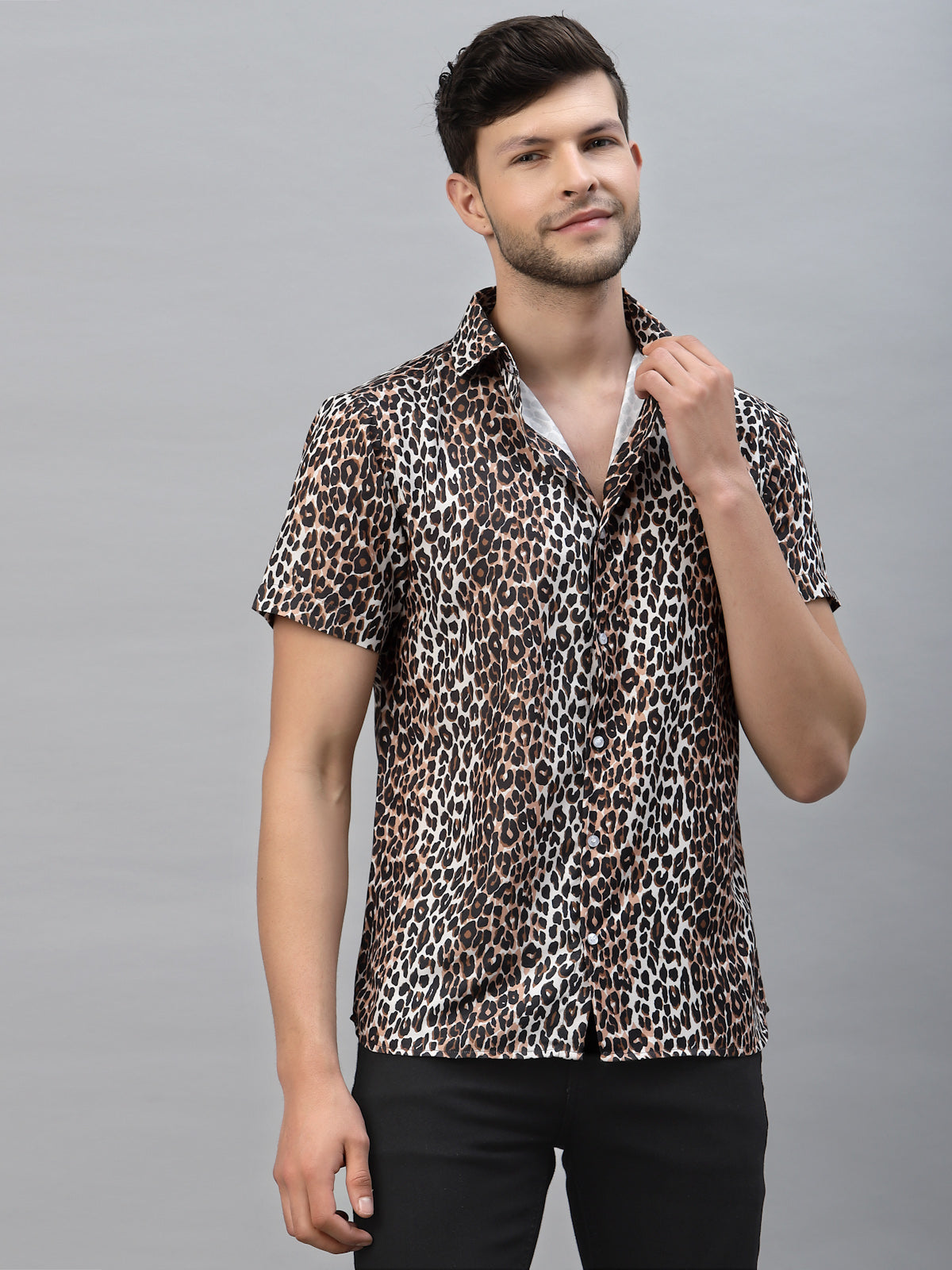 Cheeta Print Half Sleeve Shirt By Gavin Paris