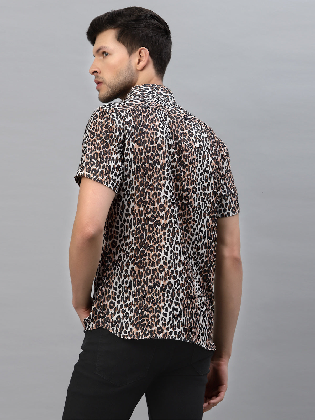 Cheeta Print Half Sleeve Shirt By Gavin Paris