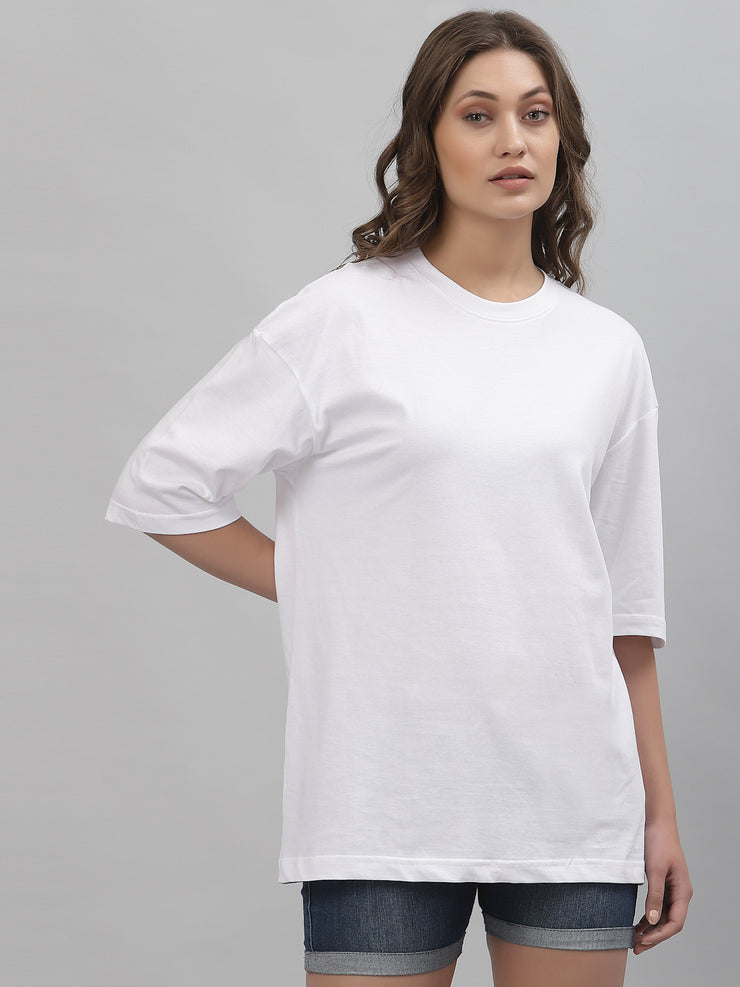 White Plain Oversized Tee for Women