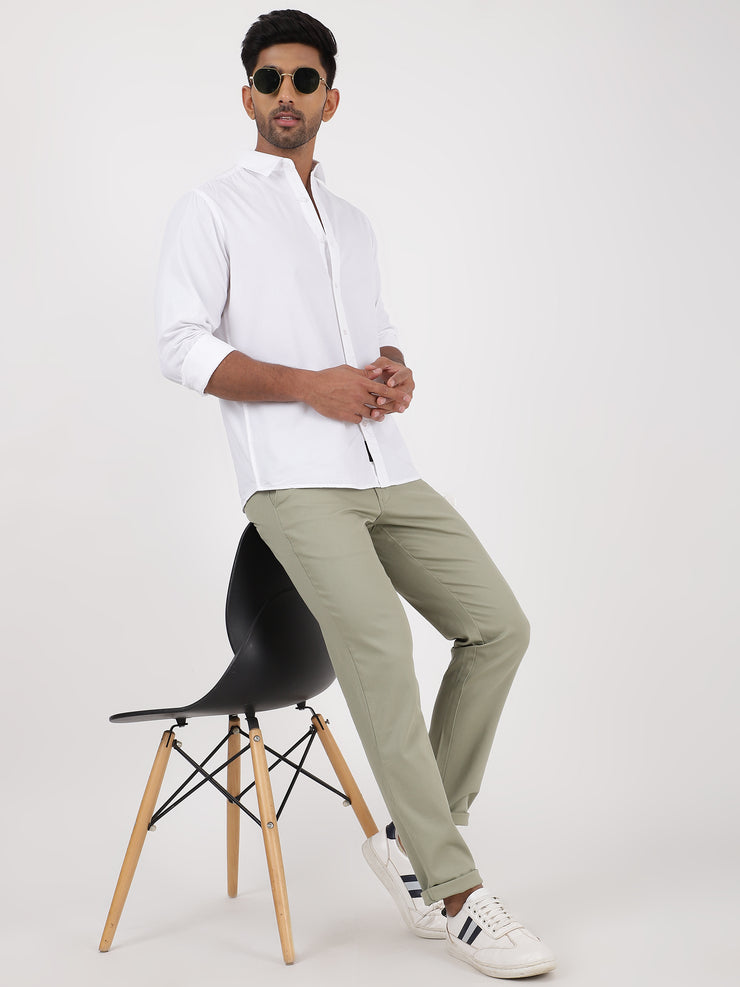 White Solid Full-Sleeve Shirt (GP071)
