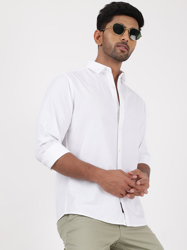 White Solid Full-Sleeve Shirt (GP071)