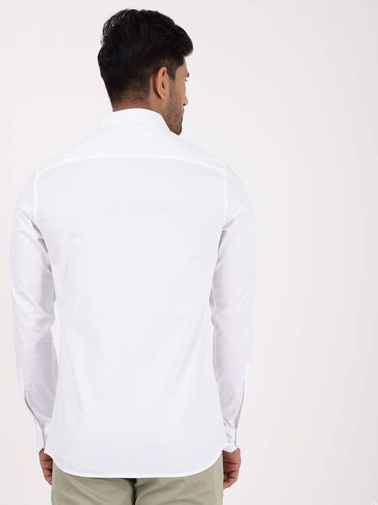 Oxford White Solid Slim Fit Full-Sleeve Shirt (GP058)