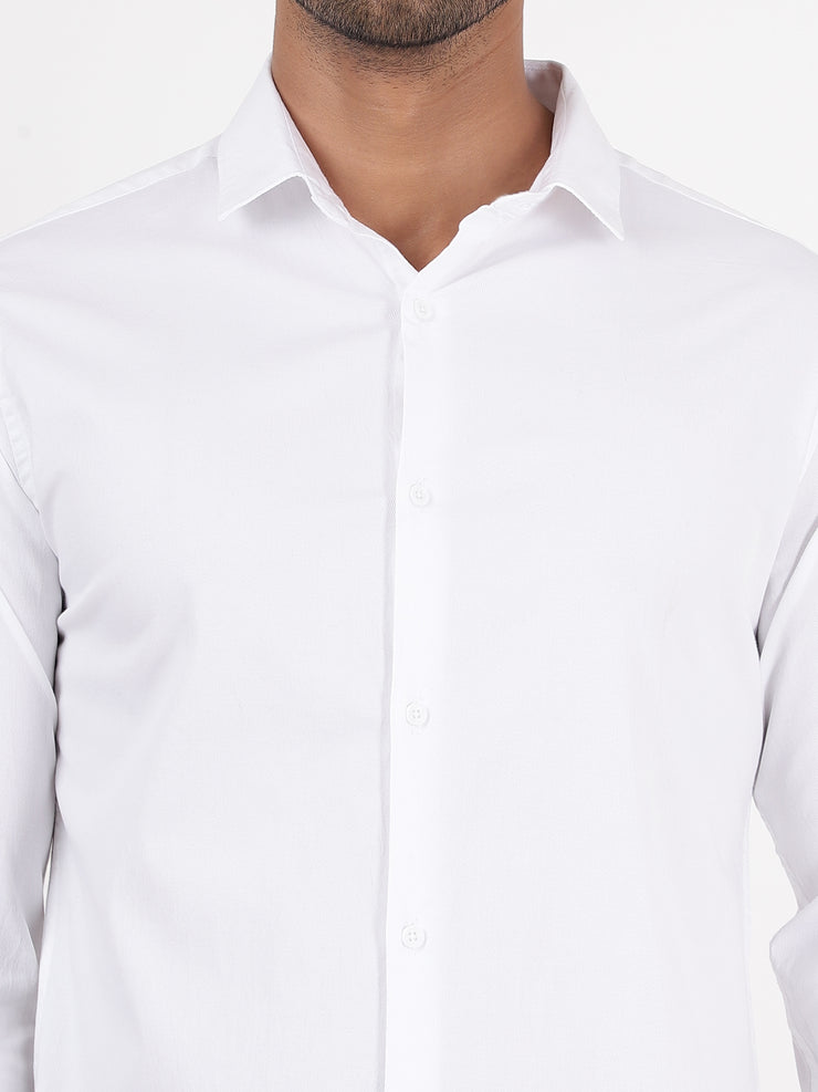 Oxford White Solid Slim Fit Full-Sleeve Shirt (GP058)