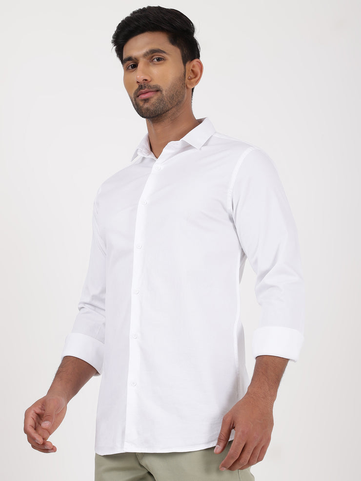 Oxford White Solid Slim Fit Full-Sleeve Shirt (GP058)