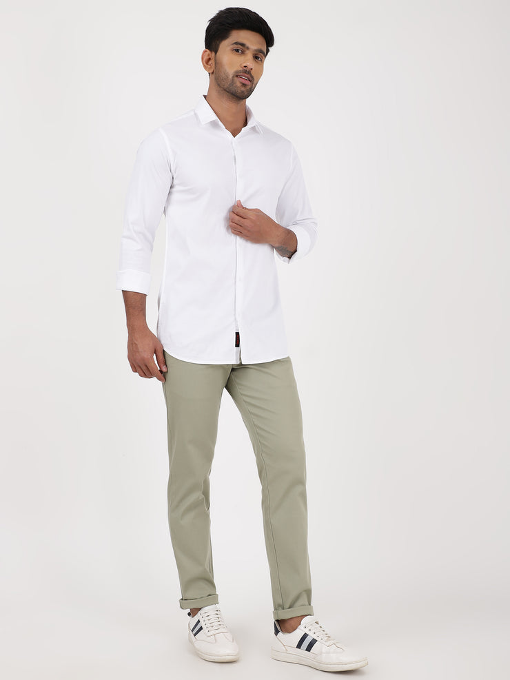 Oxford White Solid Slim Fit Full-Sleeve Shirt (GP058)