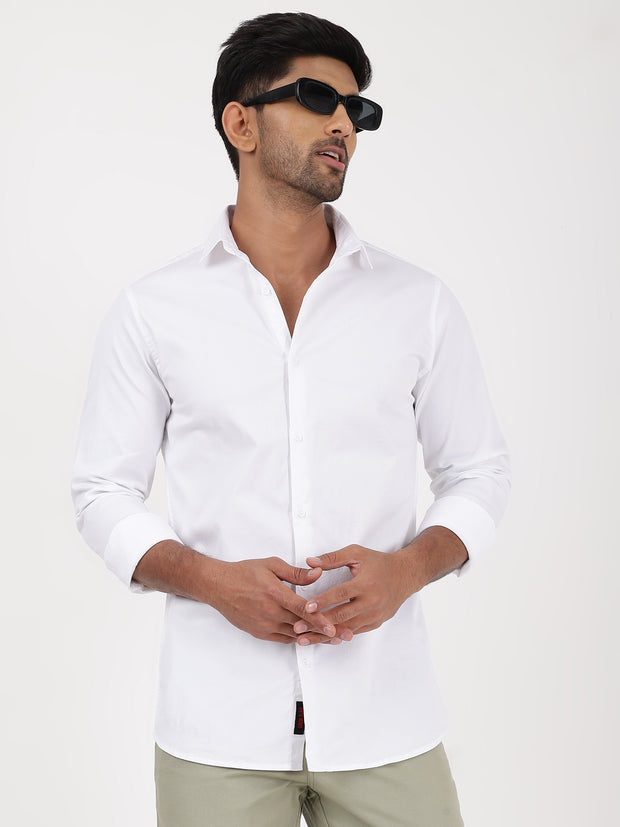 Oxford White Solid Full-Sleeve Shirt (GP058)