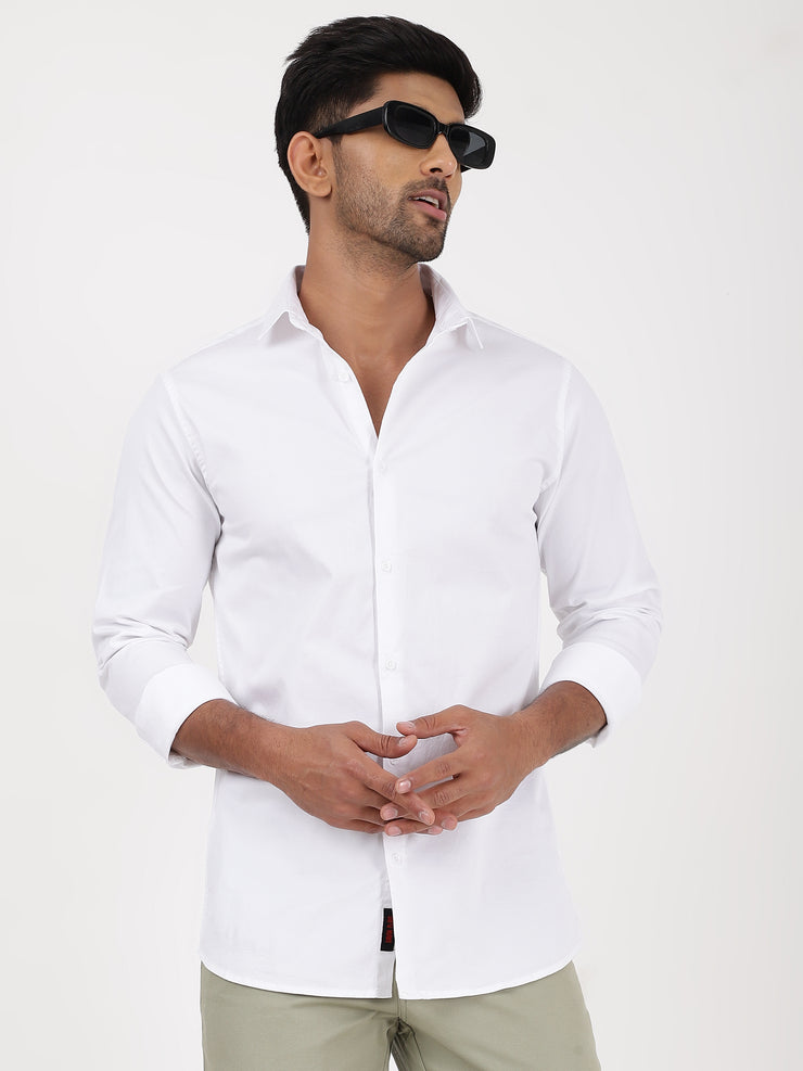 Oxford White Solid Slim Fit Full-Sleeve Shirt (GP058)