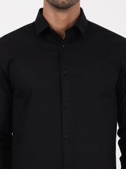 Black Solid Full-Sleeve Shirt (GP072)