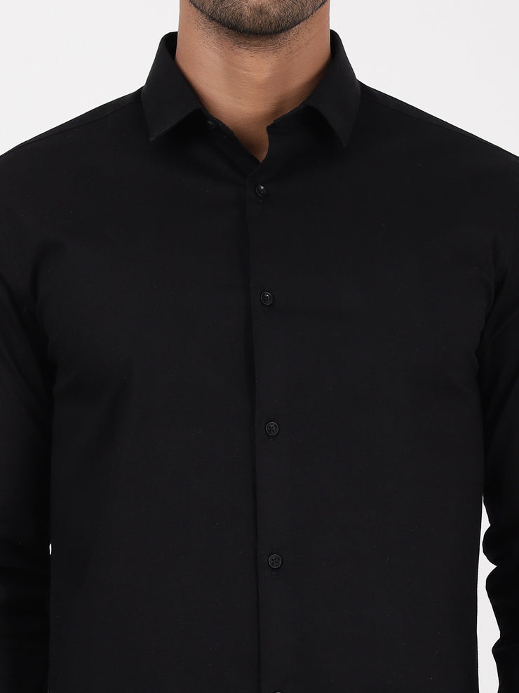 Black Solid Full-Sleeve Shirt (GP072)