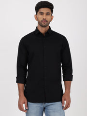 Black Solid Full-Sleeve Shirt (GP072)