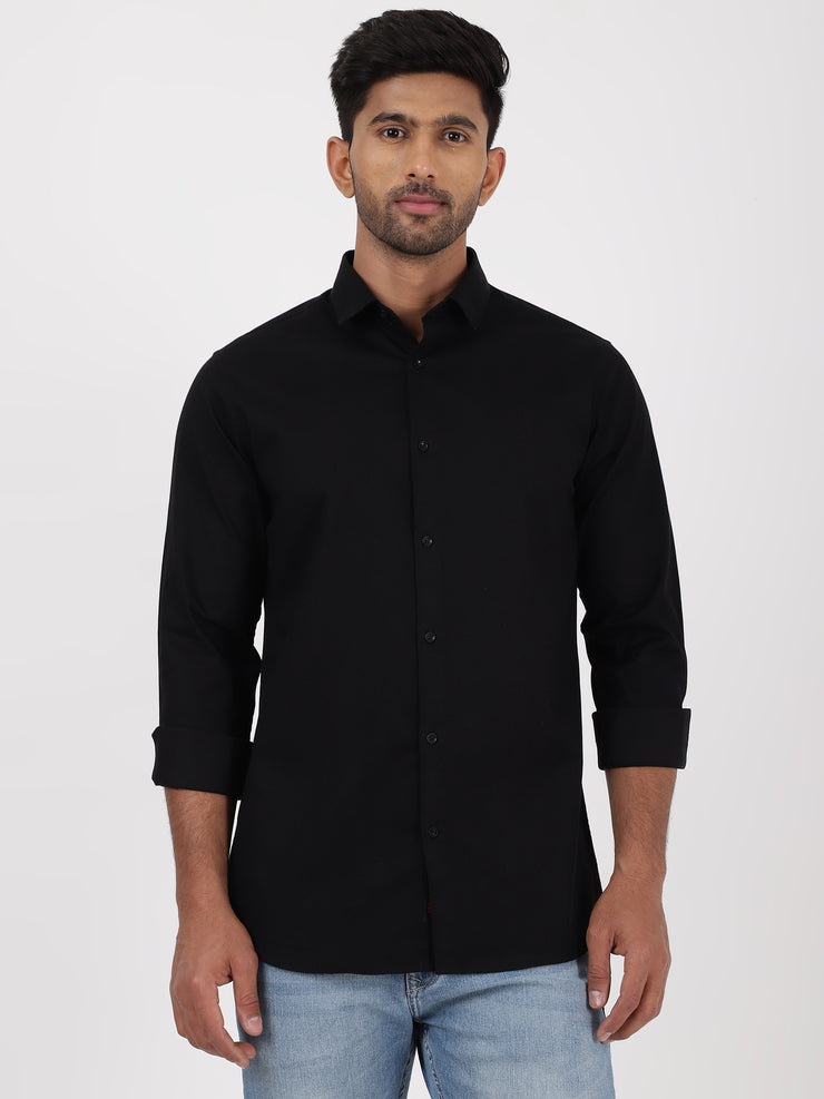 Black Solid Full-Sleeve Shirt (GP072)