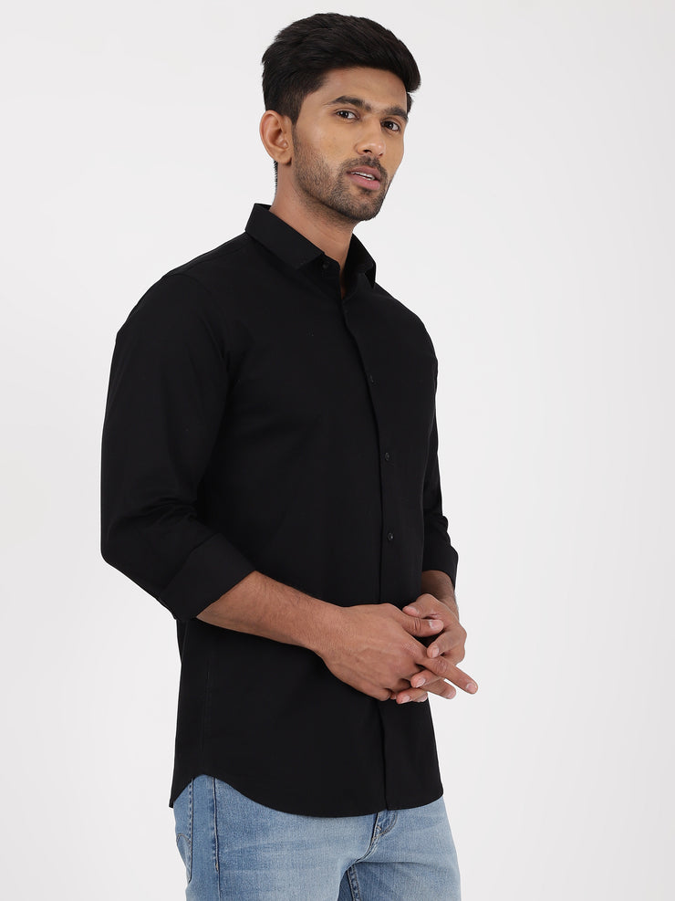 Black Solid Full-Sleeve Shirt (GP072)