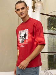 Paranoid Red Oversized Drop shoulder Tee by Gavin Paris