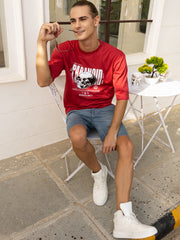 Paranoid Red Oversized Drop shoulder Tee by Gavin Paris