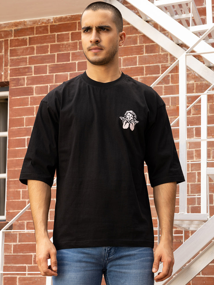 Sorry Black Oversized Drop shoulder Tee by Gavin Paris