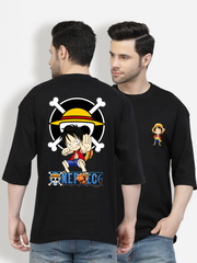 Punching Luffy Black Oversized T-shirt