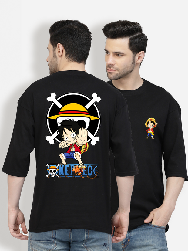 Punching Luffy Black Oversized T-shirt