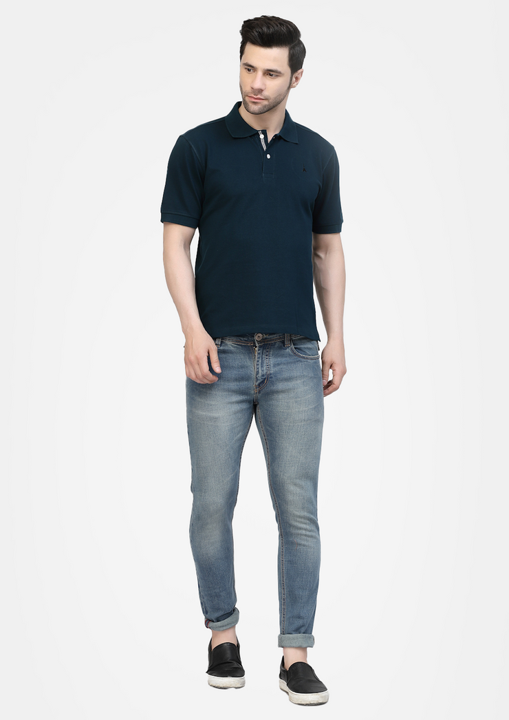 Peacock Blue Premium Polo T-shirt by Gavin Paris