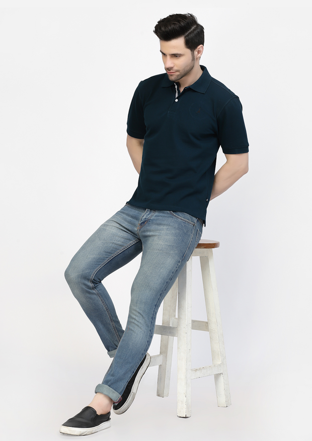 Peacock Blue Premium Polo T-shirt by Gavin Paris