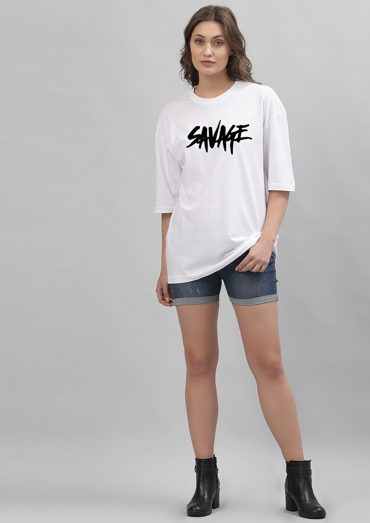 Savage White Oversized Unisex Tee